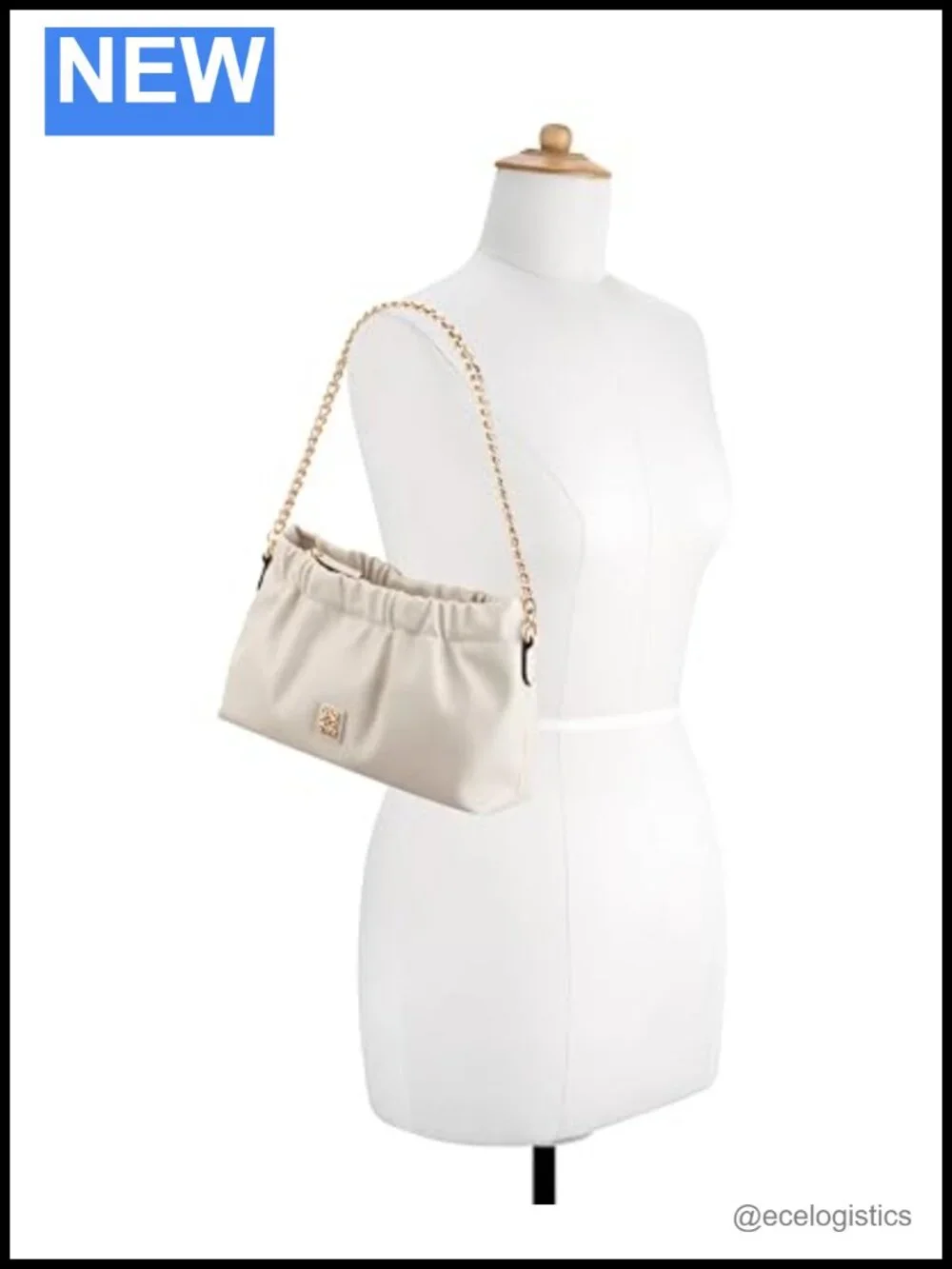 Convertible Satchel Handbag with Chain Strap - Faux Leather